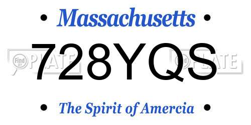 728YQS Massachusetts License Plate