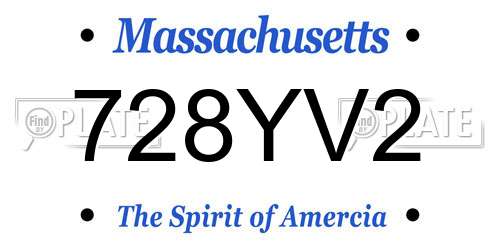 728YV2 Massachusetts License Plate