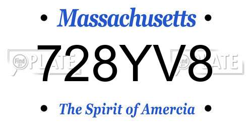 728YV8 Massachusetts License Plate