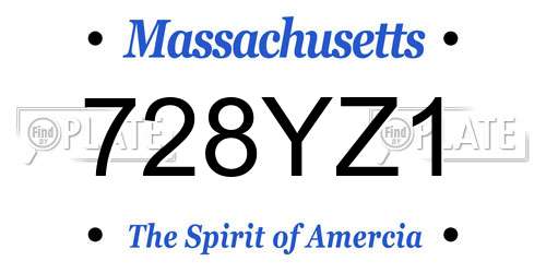 728YZ1 Massachusetts License Plate