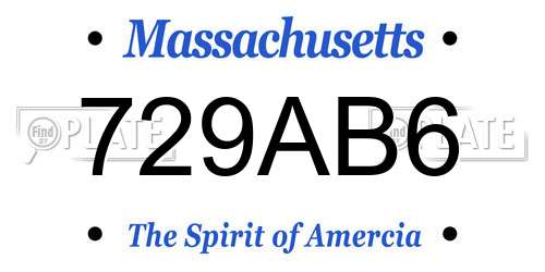 729AB6 Massachusetts License Plate