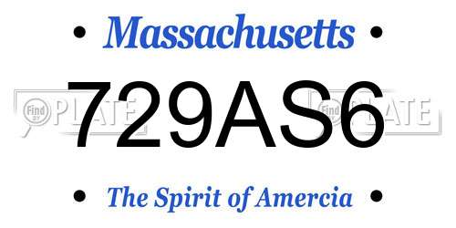729AS6 Massachusetts License Plate
