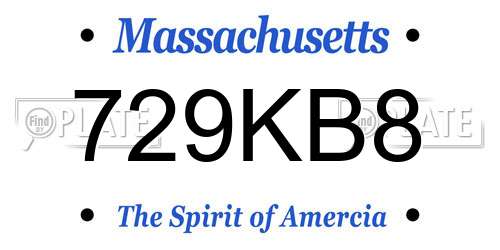 729KB8 Massachusetts License Plate
