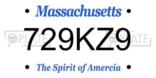 729KZ9 Massachusetts License Plate
