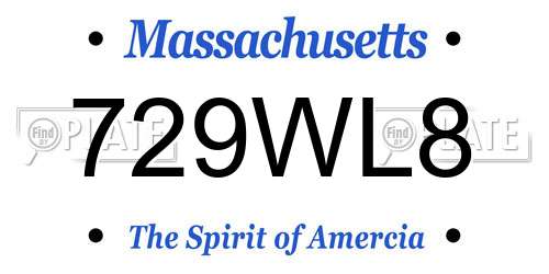 729WL8 Massachusetts License Plate