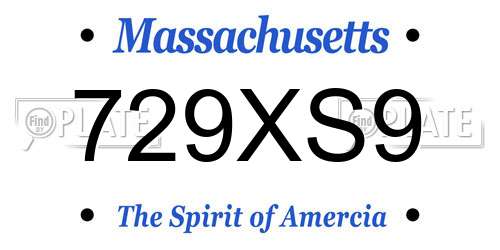 729XS9 Massachusetts License Plate