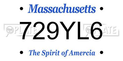 729YL6 Massachusetts License Plate