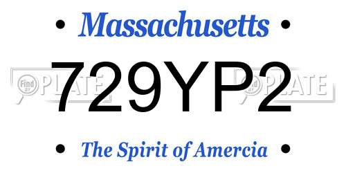 729YP2 Massachusetts License Plate