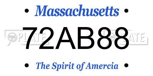 72AB88 Massachusetts License Plate