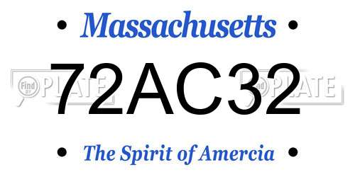 72AC32 Massachusetts License Plate