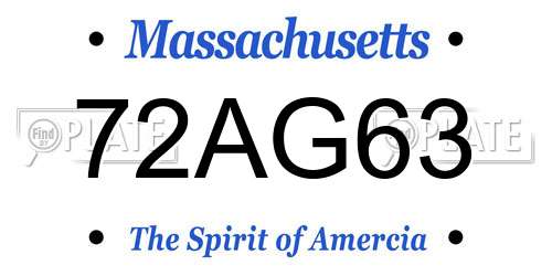 72AG63 Massachusetts License Plate