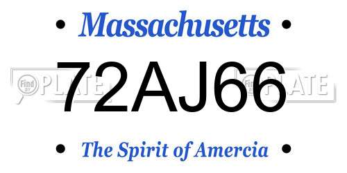 72AJ66 Massachusetts License Plate