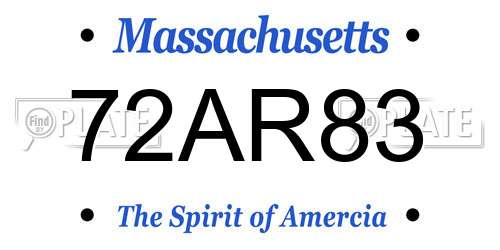 72AR83 Massachusetts License Plate