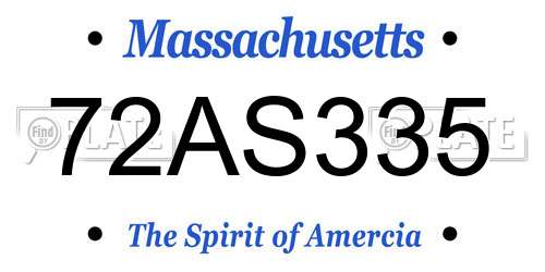 72AS335 Massachusetts License Plate