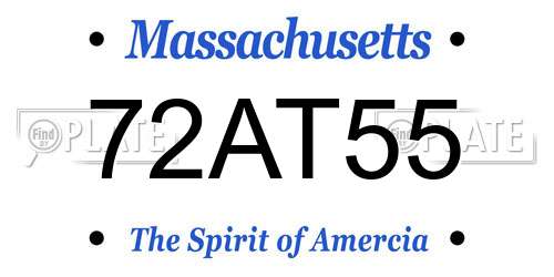 72AT55 Massachusetts License Plate