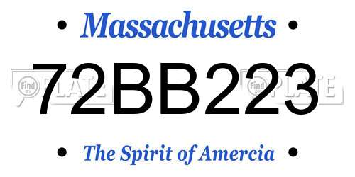 72BB223 Massachusetts License Plate