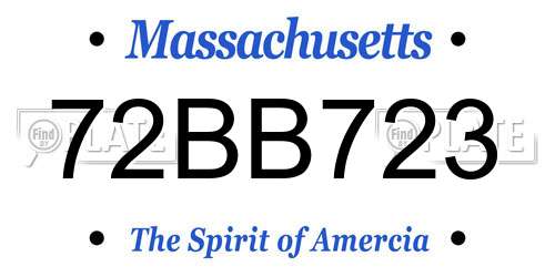 72BB723 Massachusetts License Plate