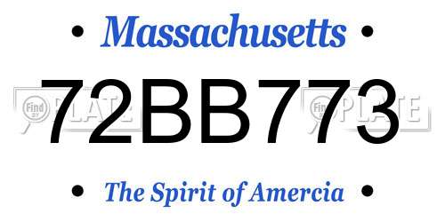 72BB773 Massachusetts License Plate