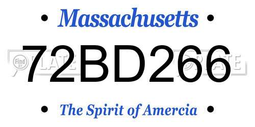 72BD266 Massachusetts License Plate
