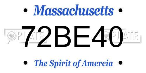 72BE40 Massachusetts License Plate