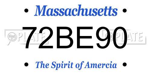 72BE90 Massachusetts License Plate