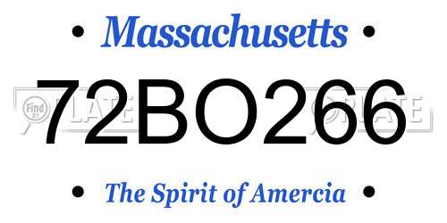 72BO266 Massachusetts License Plate