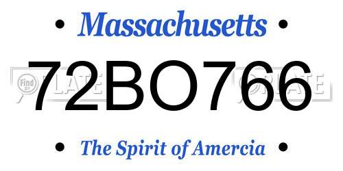 72BO766 Massachusetts License Plate