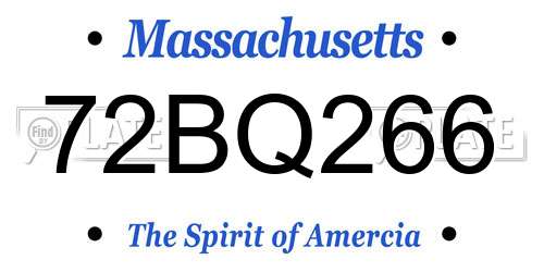 72BQ266 Massachusetts License Plate