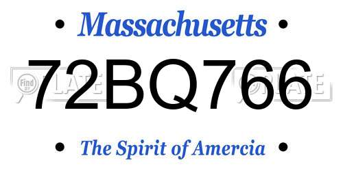 72BQ766 Massachusetts License Plate