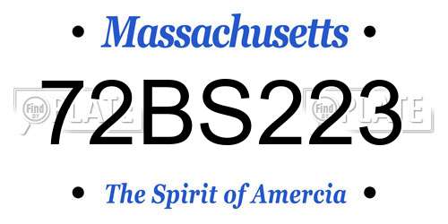 72BS223 Massachusetts License Plate