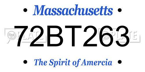 72BT263 Massachusetts License Plate
