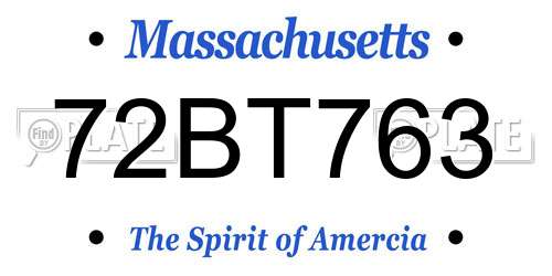 72BT763 Massachusetts License Plate