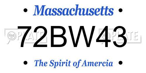 72BW43 Massachusetts License Plate