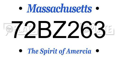 72BZ263 Massachusetts License Plate