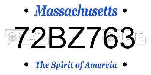 72BZ763 Massachusetts License Plate