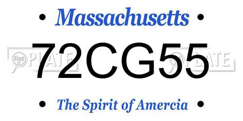 72CG55 Massachusetts License Plate