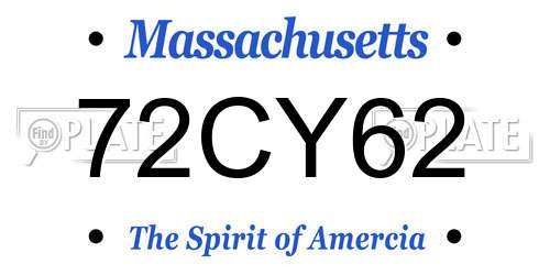 72CY62 Massachusetts License Plate