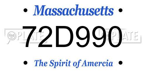 72D990 Massachusetts License Plate