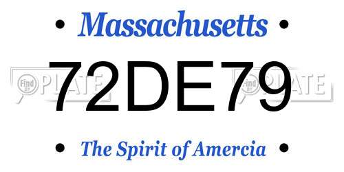 72DE79 Massachusetts License Plate