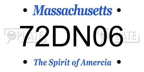 72DN06 Massachusetts License Plate