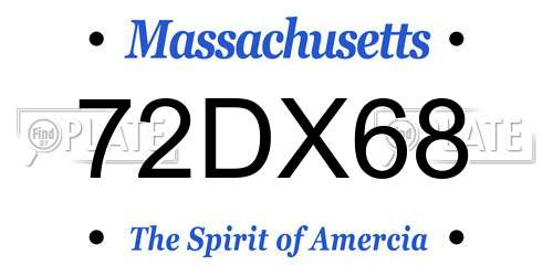 72DX68 Massachusetts License Plate