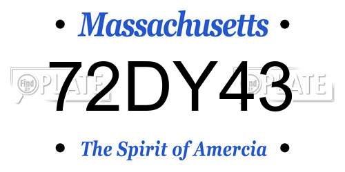 72DY43 Massachusetts License Plate