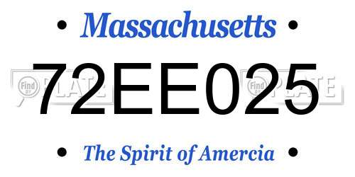 72EE025 Massachusetts License Plate