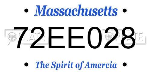 72EE028 Massachusetts License Plate