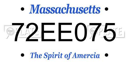 72EE075 Massachusetts License Plate