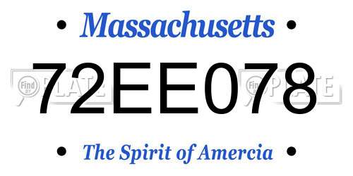 72EE078 Massachusetts License Plate