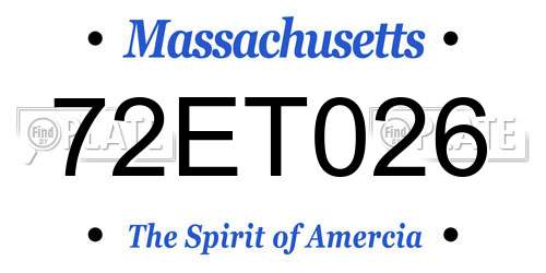 72ET026 Massachusetts License Plate