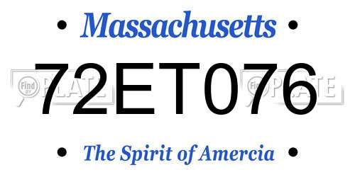 72ET076 Massachusetts License Plate