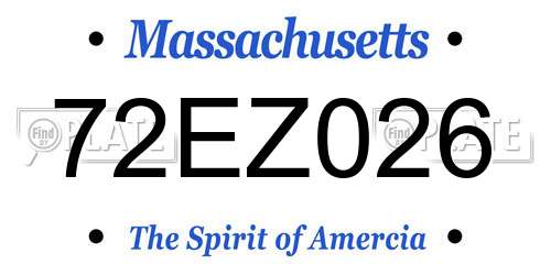 72EZ026 Massachusetts License Plate