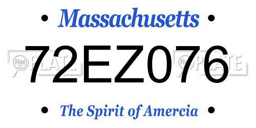 72EZ076 Massachusetts License Plate